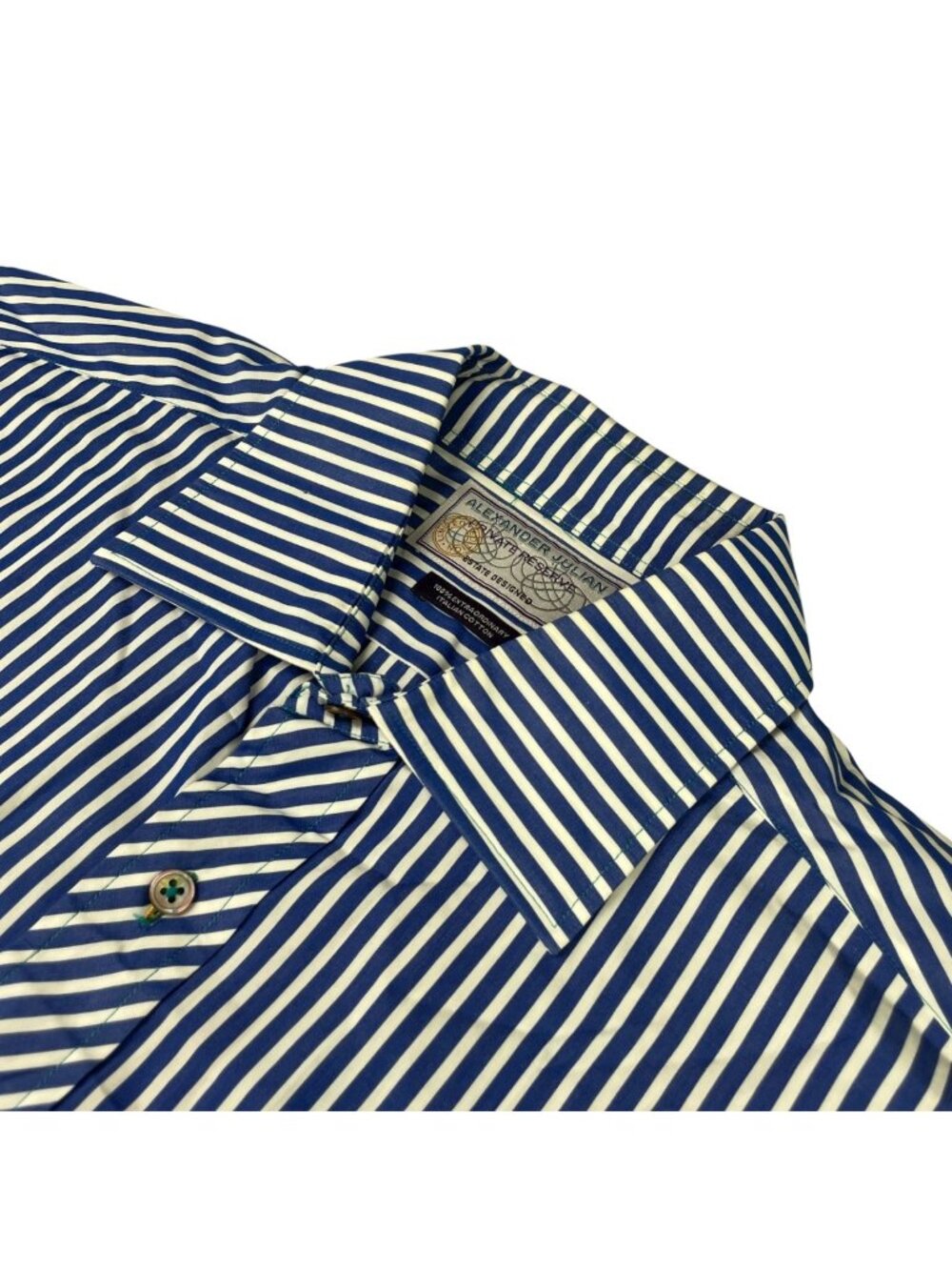 Alexander Julian Private Reserve Men's 100% Cotton Work Shirt Blue Stripe • XL